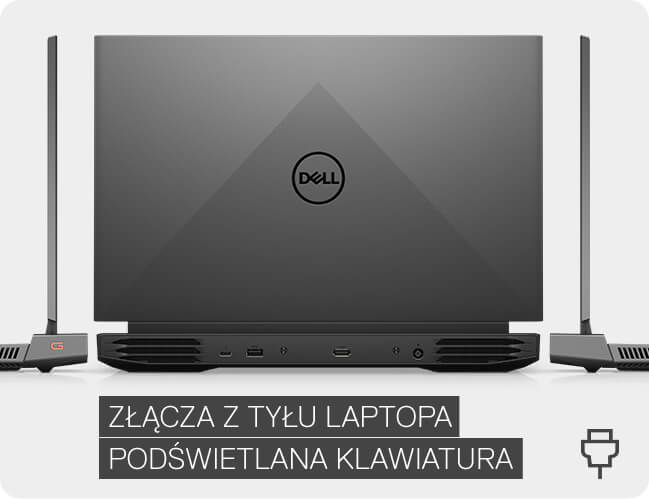 ZŁĄCZA Z TYŁU LAPTOPA
          PODŚWIETLANA KLAWIATURA