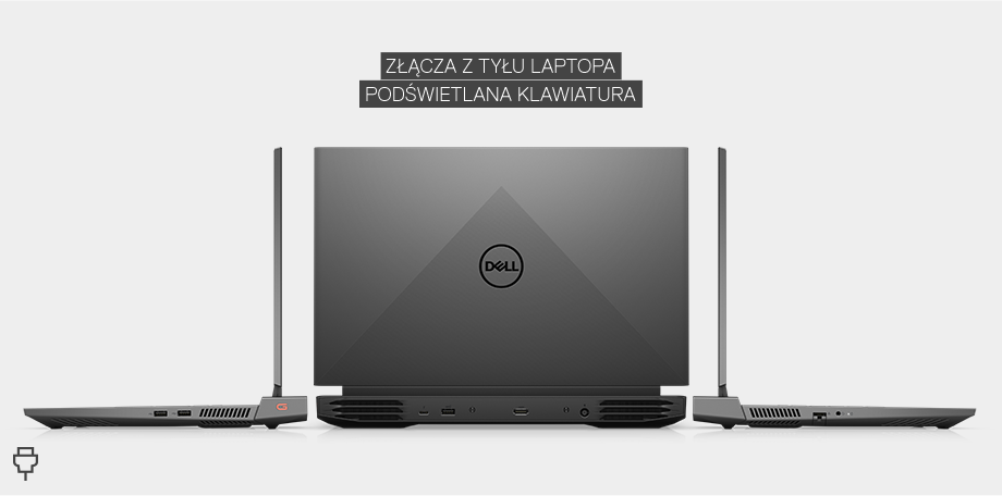 ZŁĄCZA Z TYŁU LAPTOPA
      PODŚWIETLANA KLAWIATURA