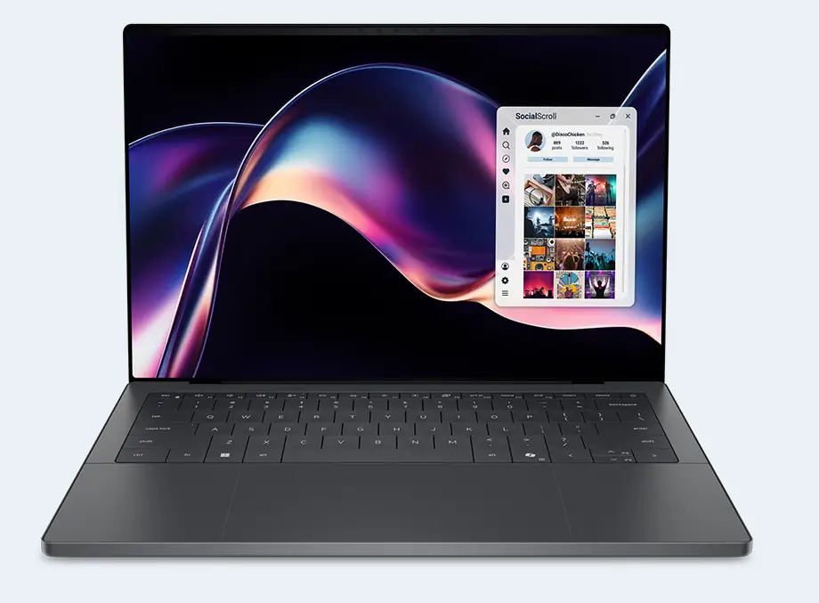 Frontowy widok na otwartego laptopa Dell XPS 14