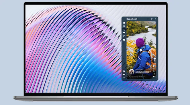 Ekran laptopa XPS 13 z kolorową grafiką i otwartą aplikacją społecznościową